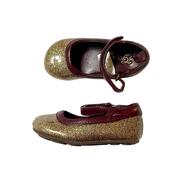 Gap Gold Glitter Mary Jane Flats Size 5 - Picture 1 of 8